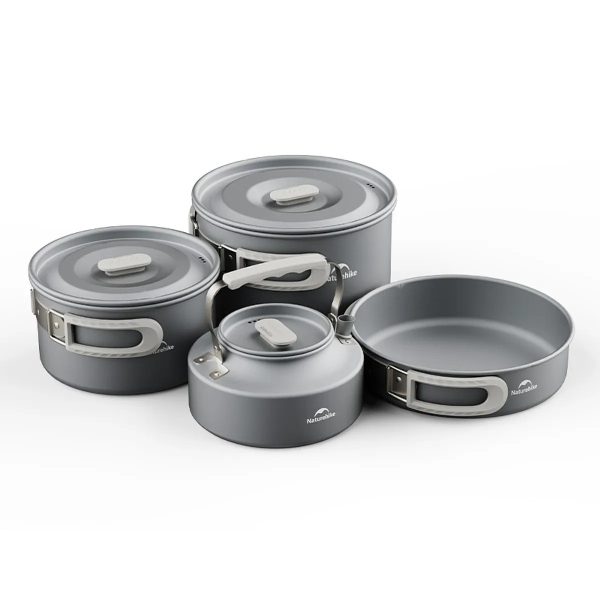 Set Ollas Camping Naturehike 4 Piezas Pava Sartén Aluminio
